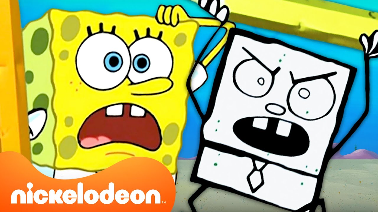 Bob Esponja Desenha Um Bob Esponja Malvado?! | Bob Esponja Calça Quadrada