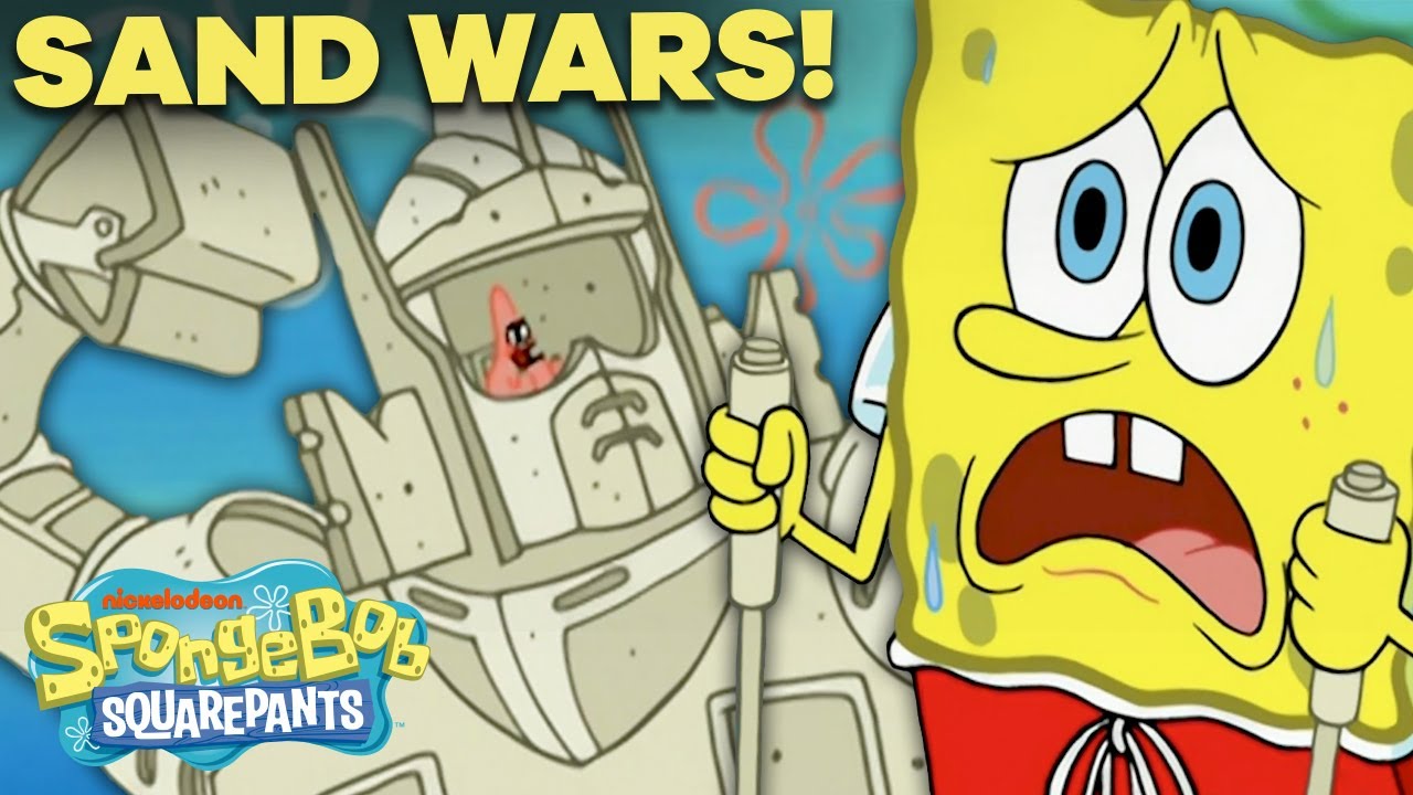 Bob Esponja E Patrick Começam Uma Guerra No Castelo De Areia