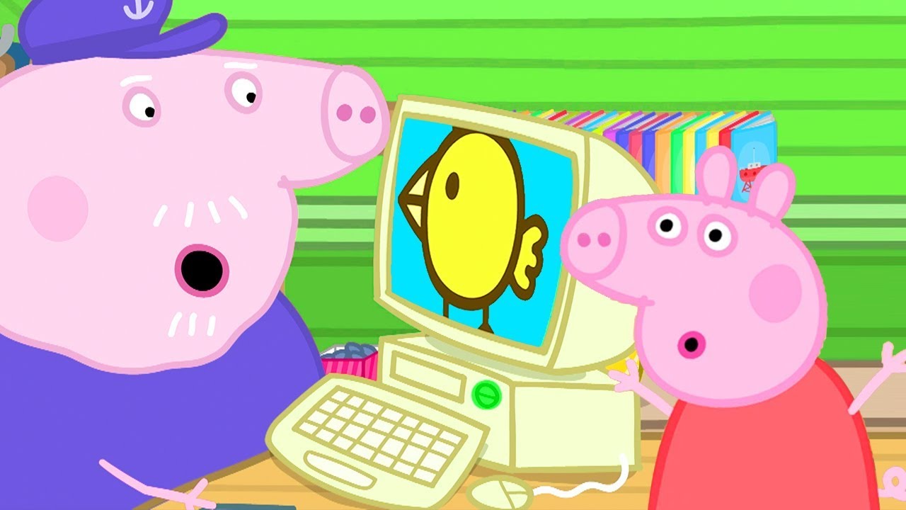 Peppa Pig Ensina O Vovô Pig A Usar Computadores